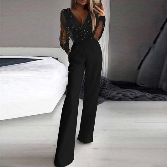 Alberta™ | Glitzernd verzierter Jumpsuit mit weitem Bein