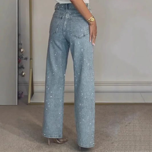 Damen Funkelndem Stil Mom-Jeans | Lässig