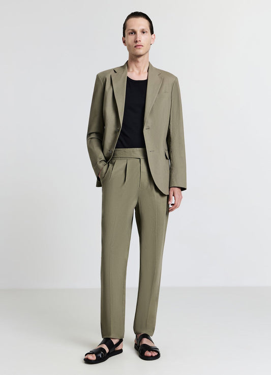 Einfarbige Hose mit Schnalle Helles Military-Grün