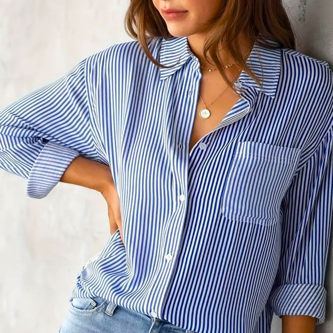 Langärmlige Gestreifte Bluse Für Damen | Sommer