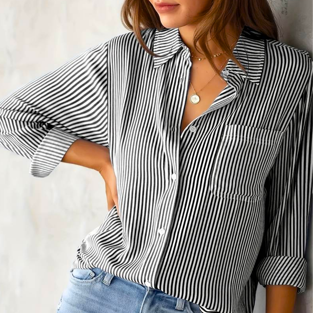 Langärmlige Gestreifte Bluse Für Damen | Sommer