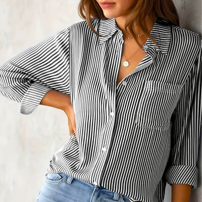 Langärmlige Gestreifte Bluse Für Damen | Sommer