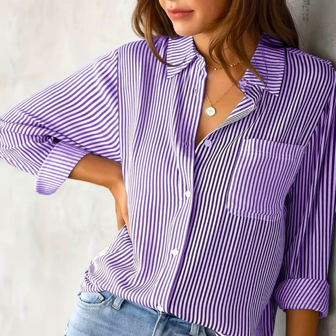 Langärmlige Gestreifte Bluse Für Damen | Sommer