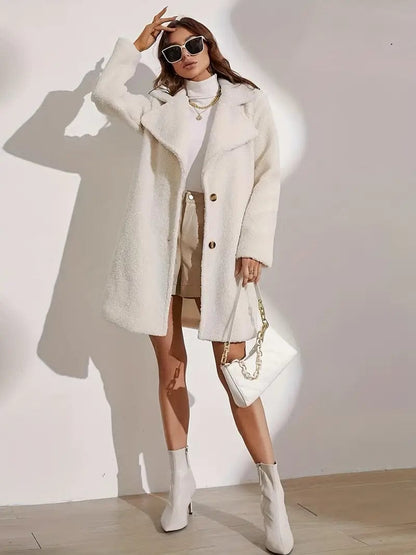 Teddyfellmantel in Beige für Damen
