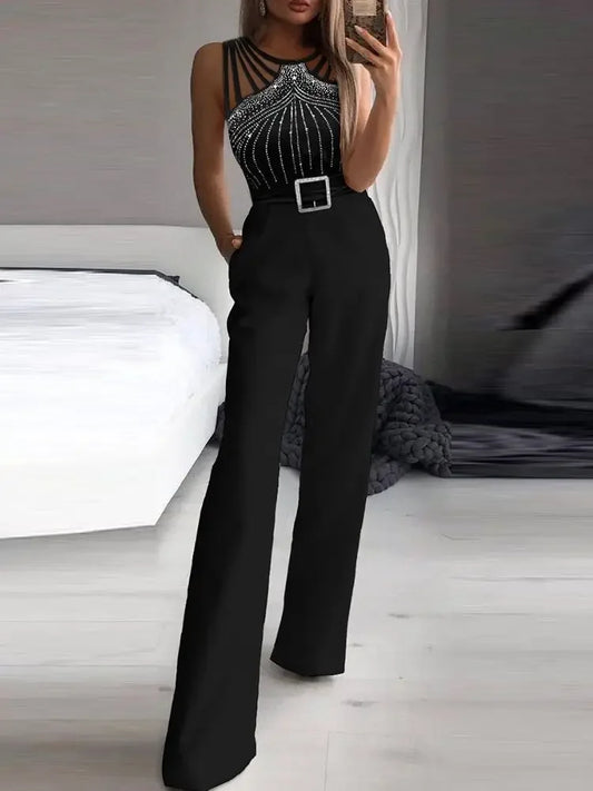 Adelheid™ | Glitzernder Jumpsuit mit Weiten Beinen