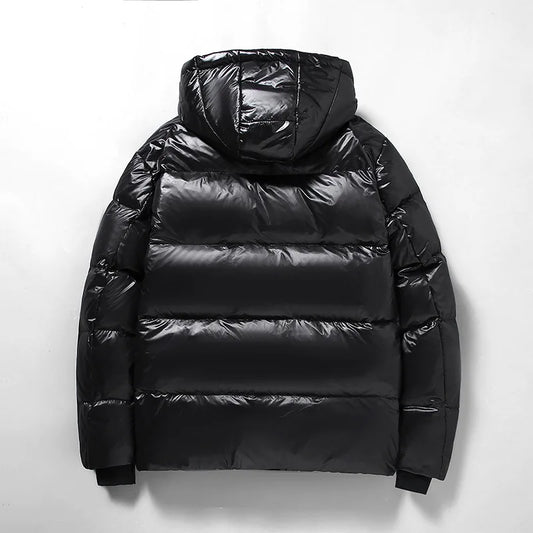 Herren Winter-Daunen Jacke mit Kapuze | Schwarz