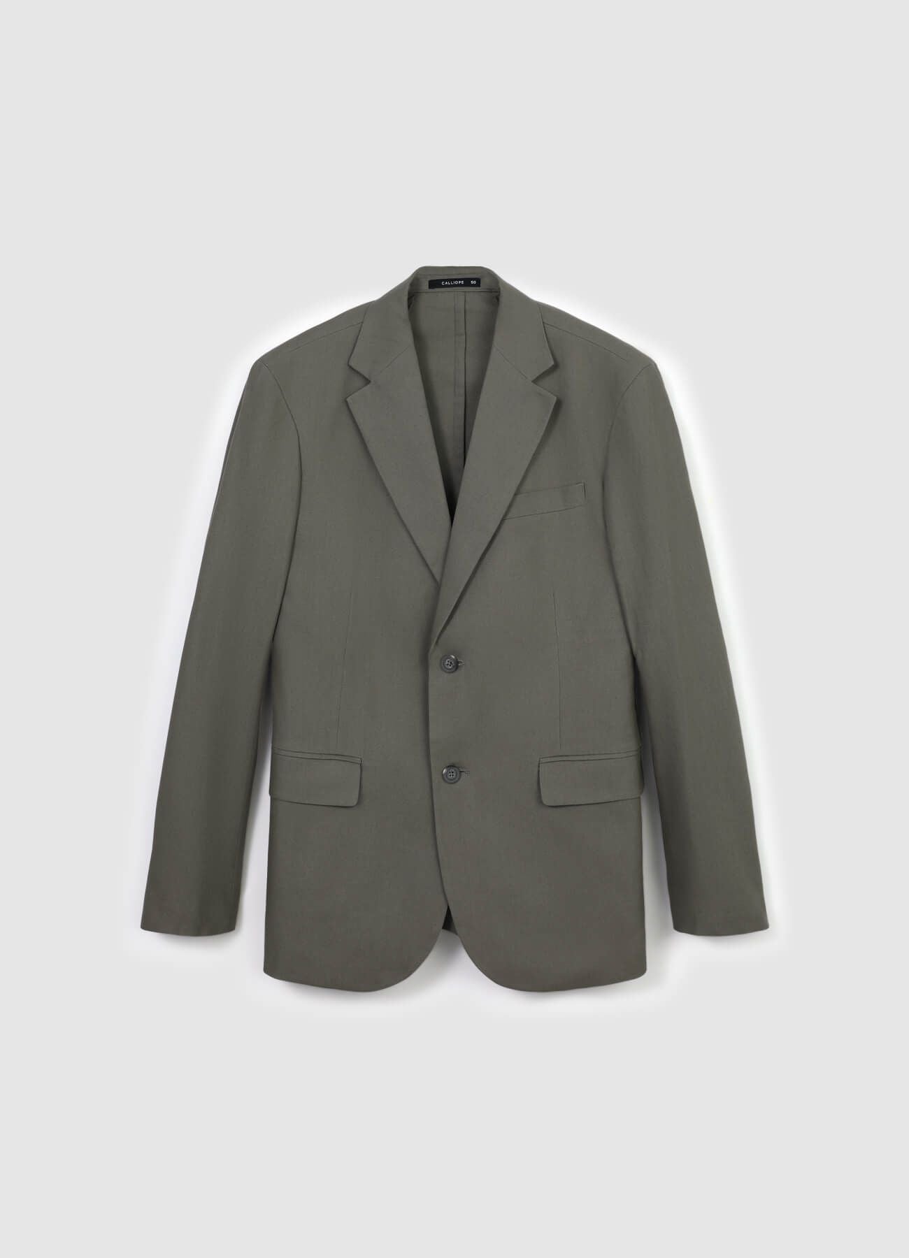 Einreihige Jacke aus einer Leinenmischung Helles Military-Grün