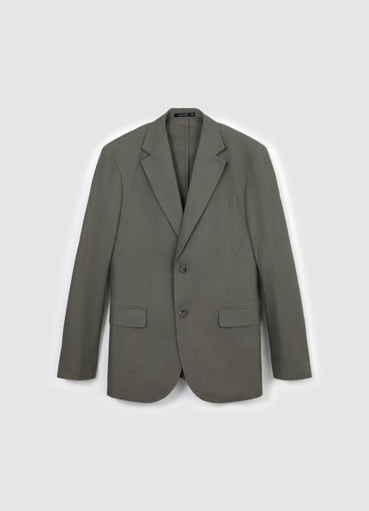 Einreihige Jacke aus einer Leinenmischung Helles Military-Grün