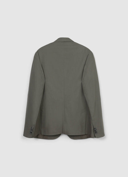 Einreihige Jacke aus einer Leinenmischung Helles Military-Grün