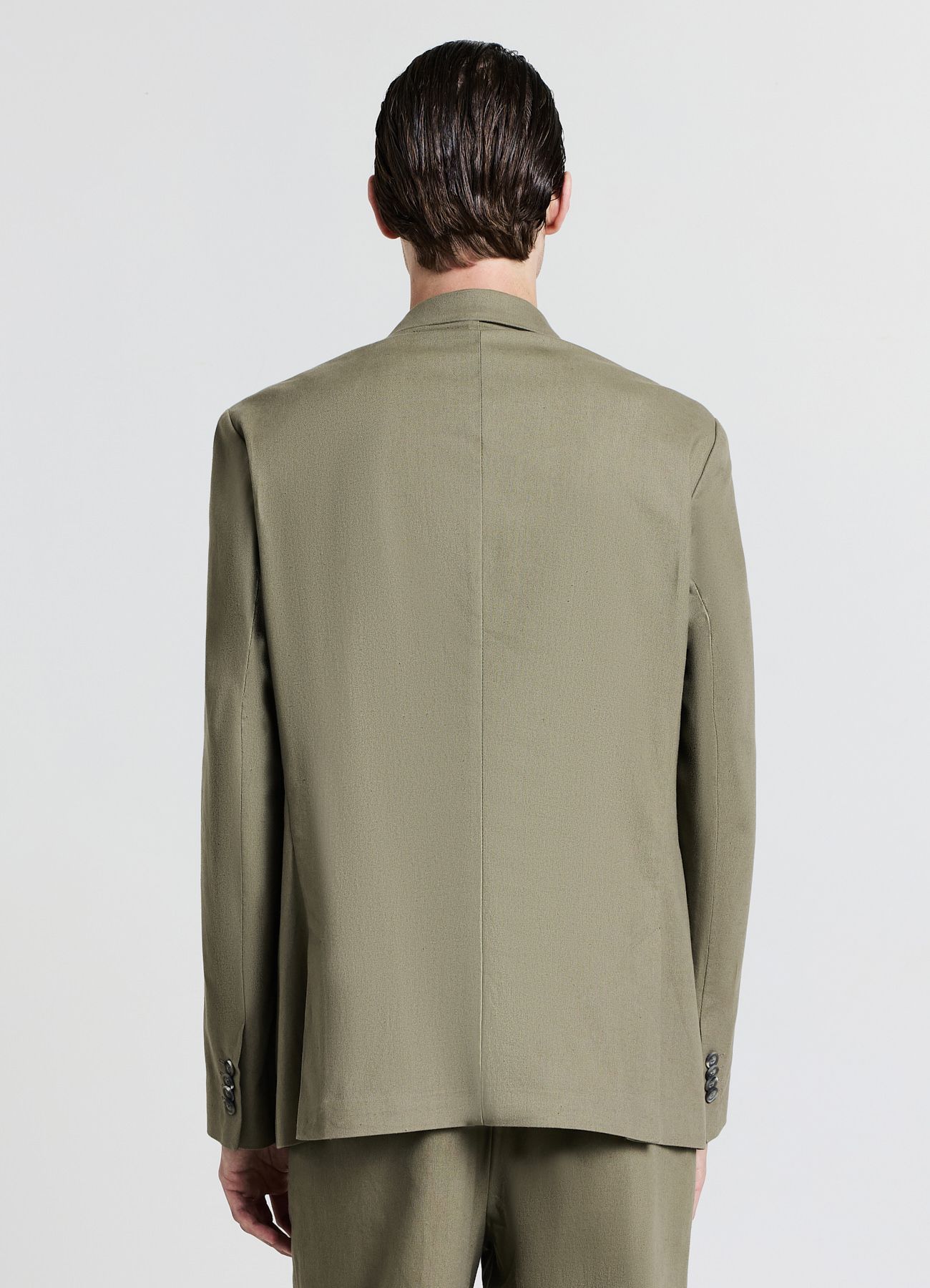 Einreihige Jacke aus einer Leinenmischung Helles Military-Grün