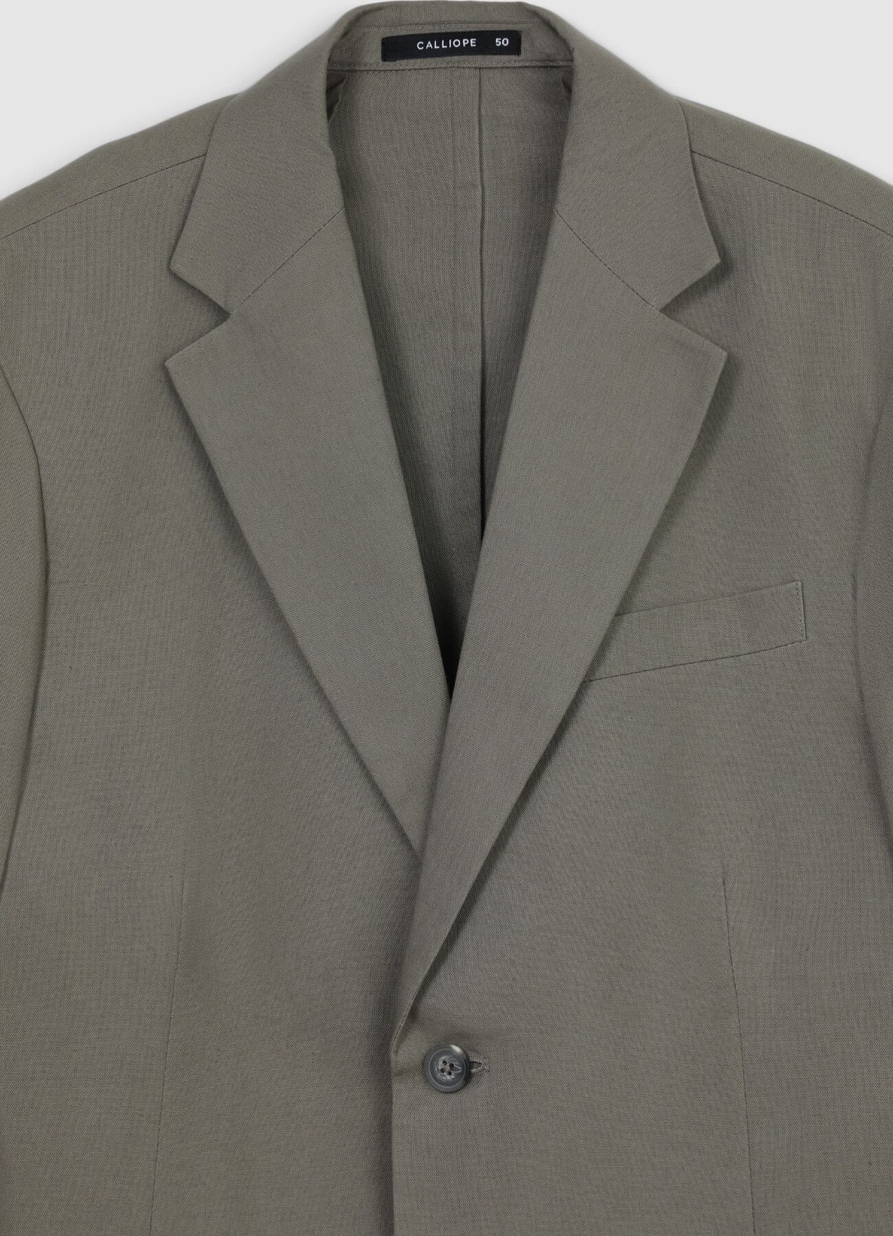 Einreihige Jacke aus einer Leinenmischung Helles Military-Grün