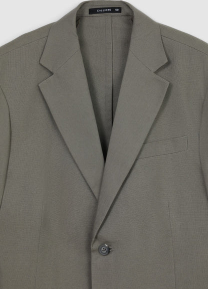 Einreihige Jacke aus einer Leinenmischung Helles Military-Grün