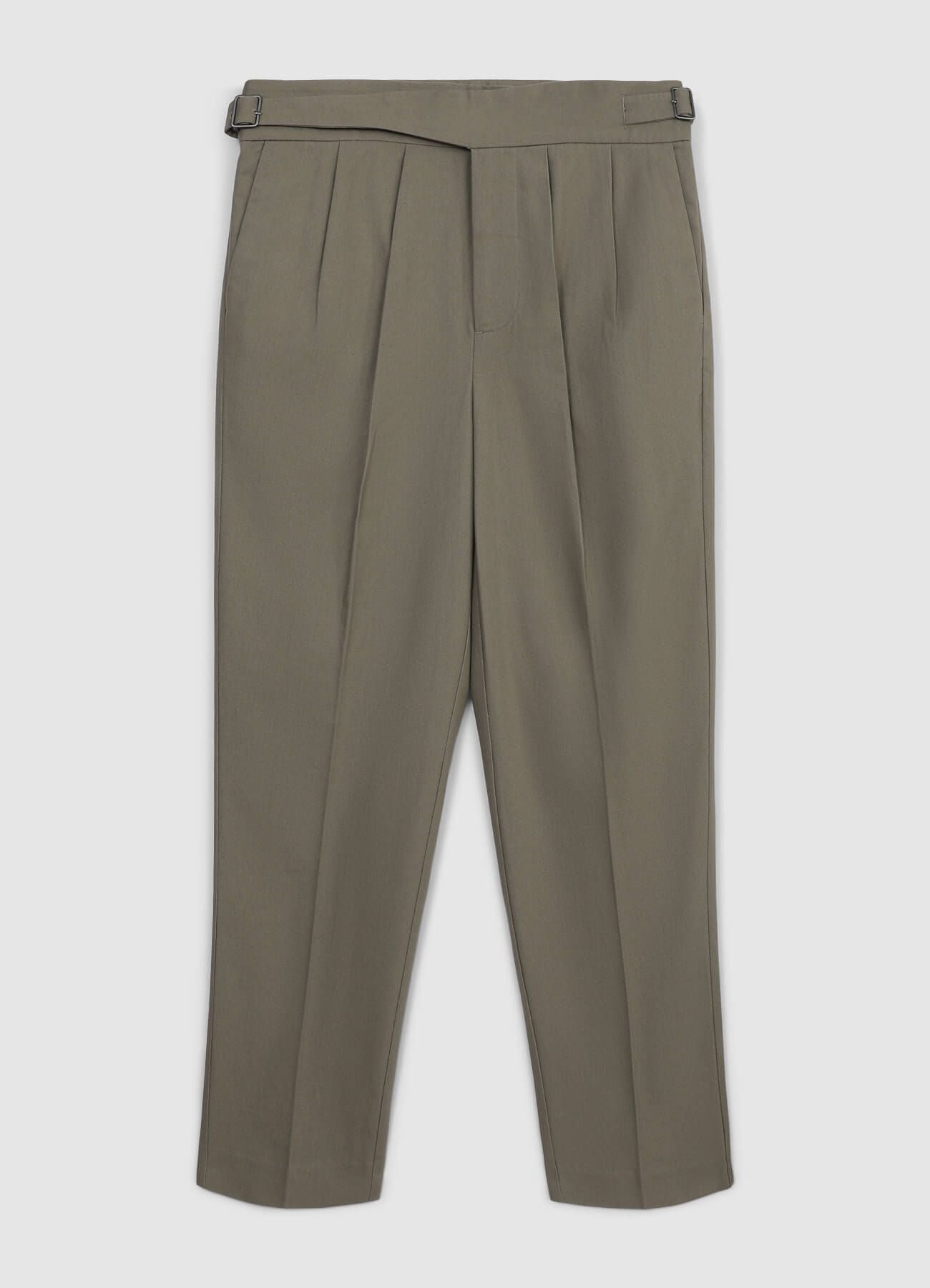 Einfarbige Hose mit Schnalle Helles Military-Grün