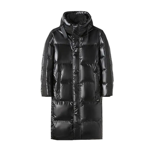 Schwarze Winter Daunen Jacke für Herren | mit Kapuze