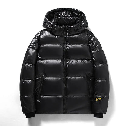 Herren Winter-Daunen Jacke mit Kapuze | Schwarz