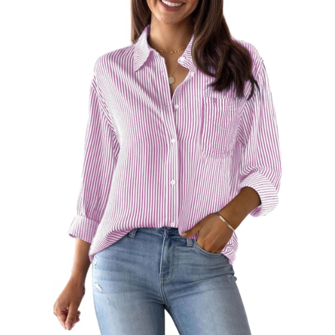 Langärmlige Gestreifte Bluse Für Damen | Sommer