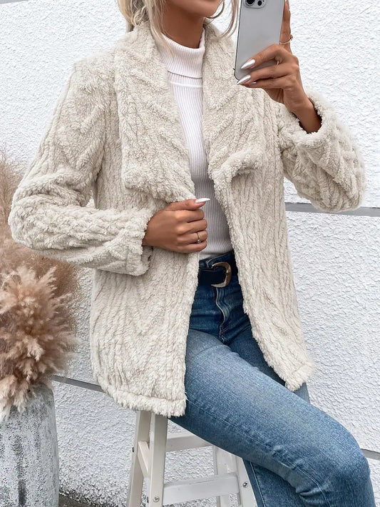 Weiße Fleece Jacke für Damen | Elegante
